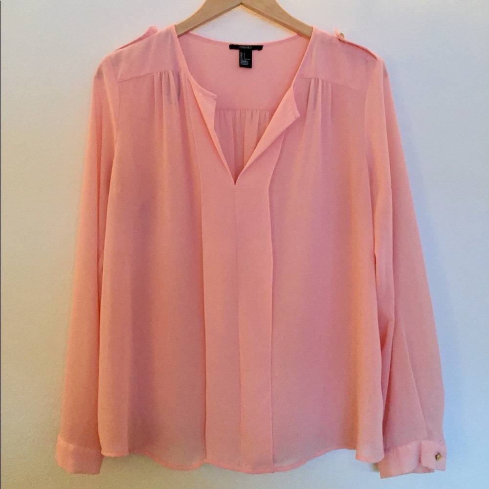 Pink Chiffon Blouse - Long Sleeves